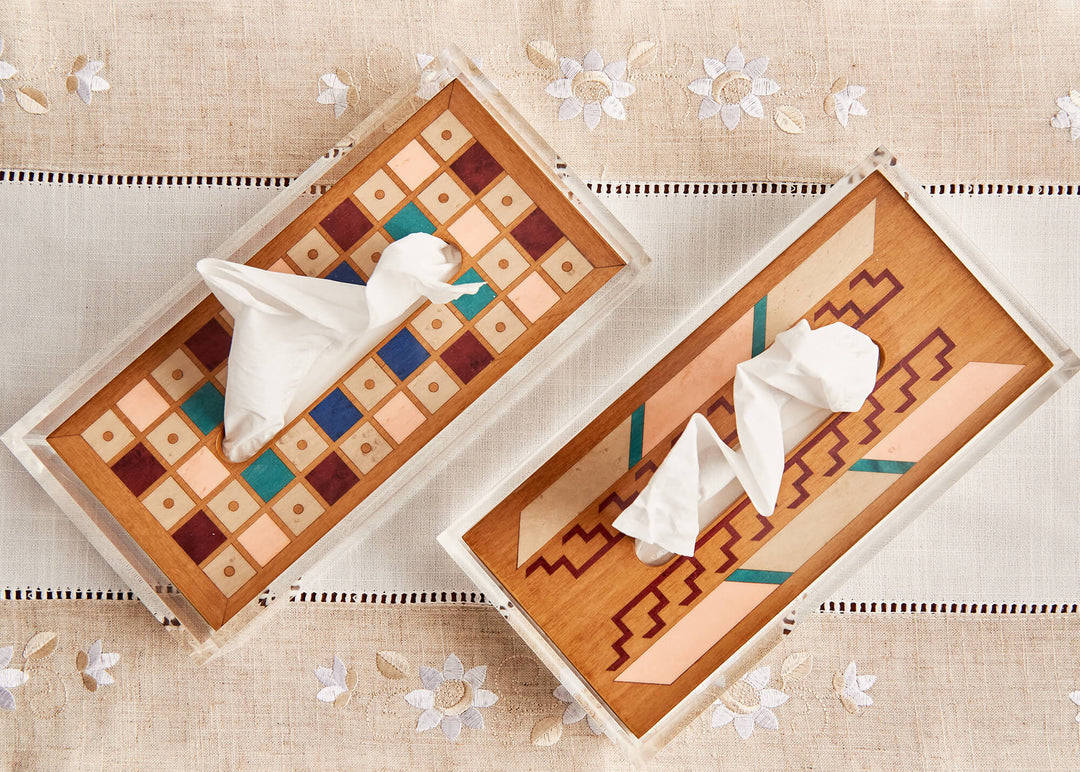Rectangle Tissue Box - Chess Pattern
